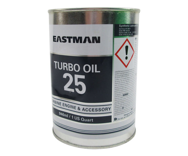 Quart Can of Eastman™ Turbo Oil 25 Clear DOD-PRF-85734A Spec Helicopter Transmission Lubricating Oil