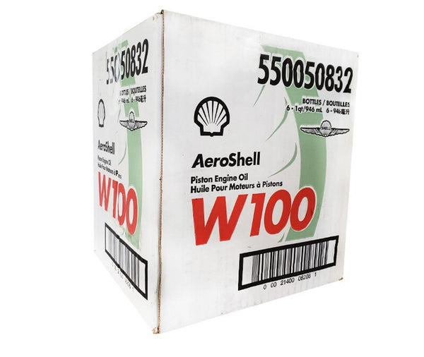 AeroShell Oil W100 SAE Grade 50 Ashless Dispersant Aircraft Piston Engine Oil - 6 Quart/Case