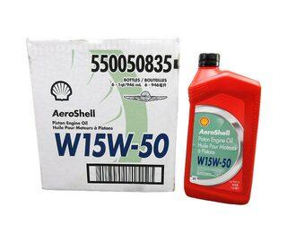 AeroShell Oil 15W-50 Semi-Synthetic Aircraft Piston Engine Oil - Quart/Case (x6)
