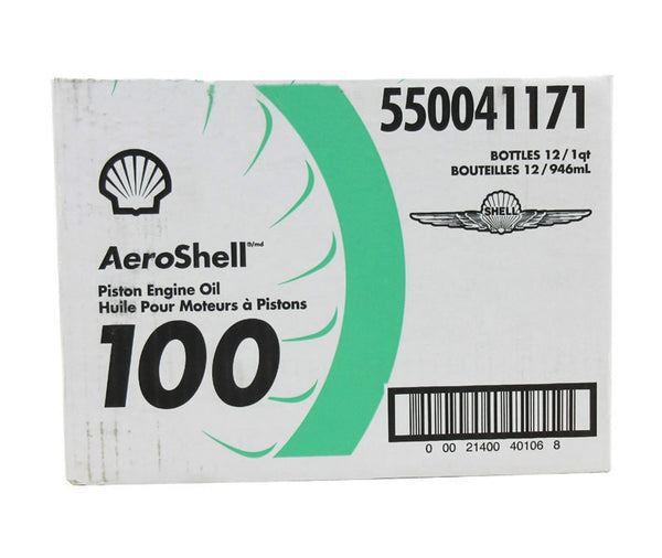 AeroShell Oil 100 SAE Grade 50 Mineral Aircraft Piston Engine Oil - 6 Quart/Case