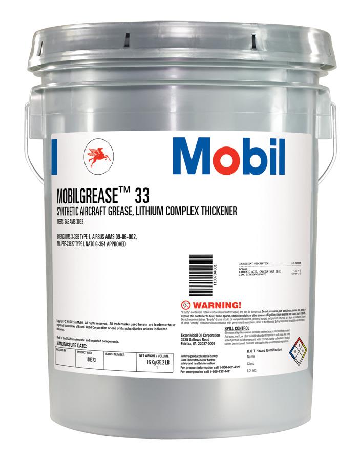 Mobilgrease™ 33 Blue-Green BMS 3-33B, Type 1 Spec Synthetic Aircraft Grease - 35LB Pail
