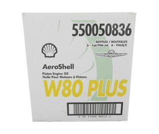 AeroShell Oil W80+ SAE Grade 40 Ashless Dispersant Aircraft Piston Engine Oil - Quart Bottle